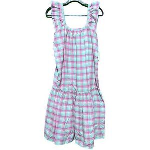 NWT Simply Southern Women's‎ Size XL Pink/Blue Drop Waist Ruffle Plaid Dress